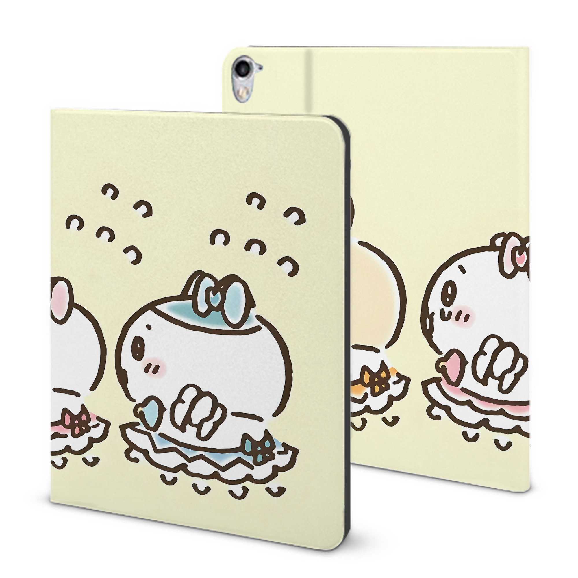 （画像用） ちいかわ Chii-kawa IPad ケース ブック型 PUレザー TPU 耐衝撃 軽量 薄型 ペン収納なし 全面保護 IPad 各モデル対応